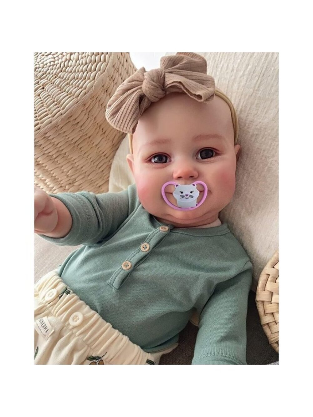 TERABITHIA 24 Inch Real  Baby Smile Silicone Vinyl Limbs Reborn Baby Doll Girl
